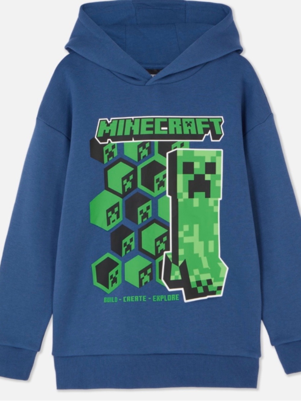 EUC Minecraft Blue Hoodie with Green Creeper Graphic